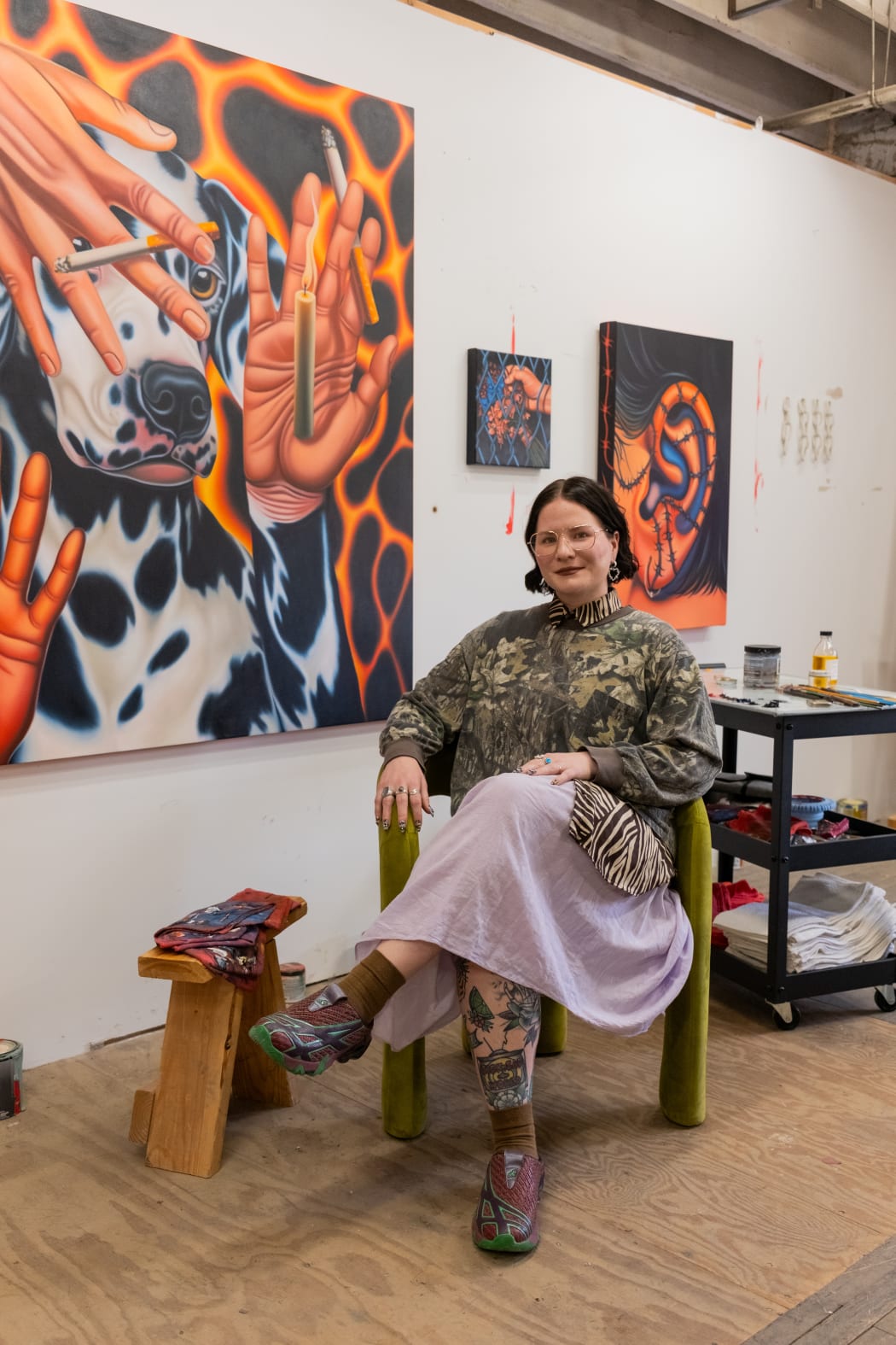 photo of the artist in her studio