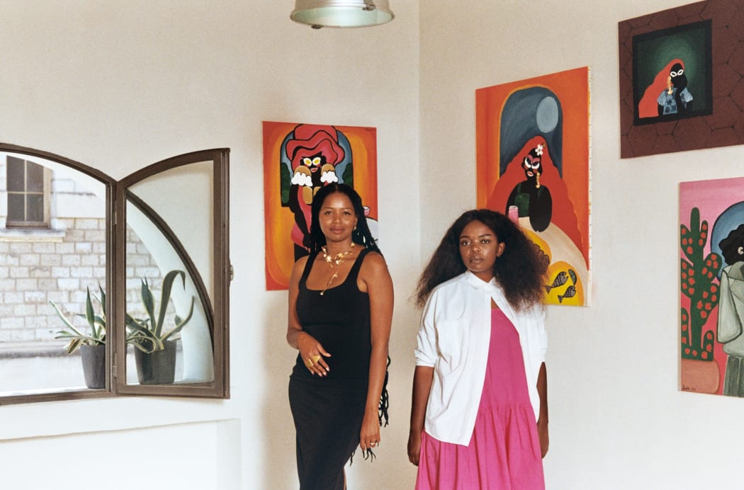 Nomaza Nongqunga and Lesego Seoketsa in France during the Makwande Art Residency.