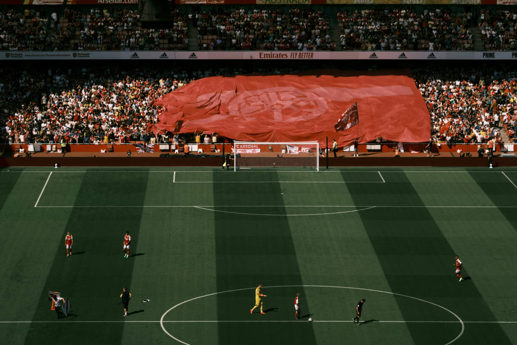 Arsenal FC team on the pitch. Photo: Gurdain Bharj