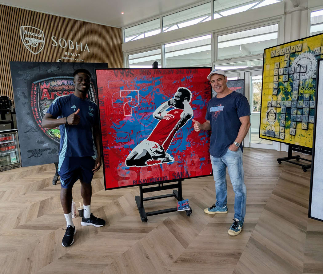 Hayden Bone with Bukayo Saka