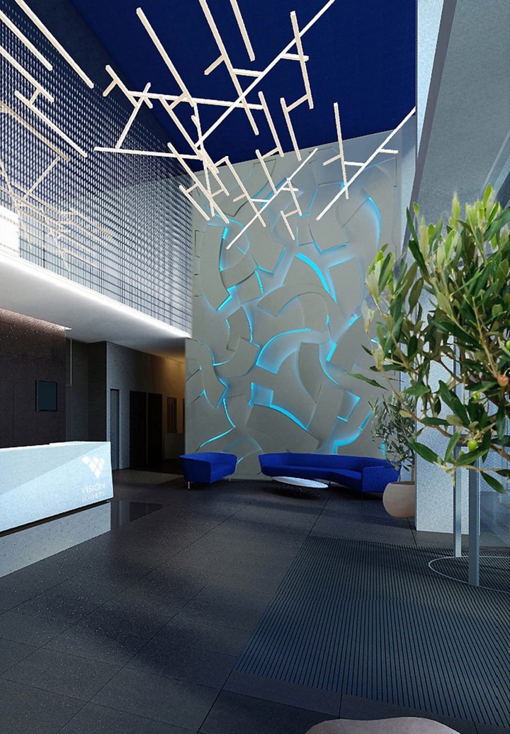 The mural artwork by András Mengyán in the KPMG office