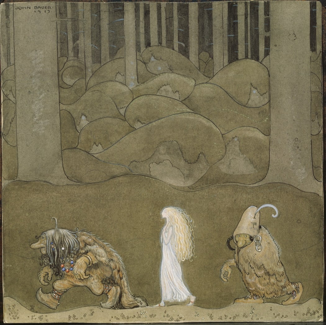 One evening around Midsummer they went with Bianca Maria deep into the forest, 1913, watercolour