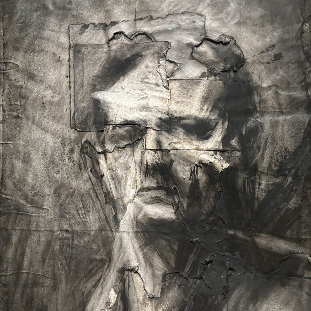 Detail of Frank Auerbach self-portrait 1958