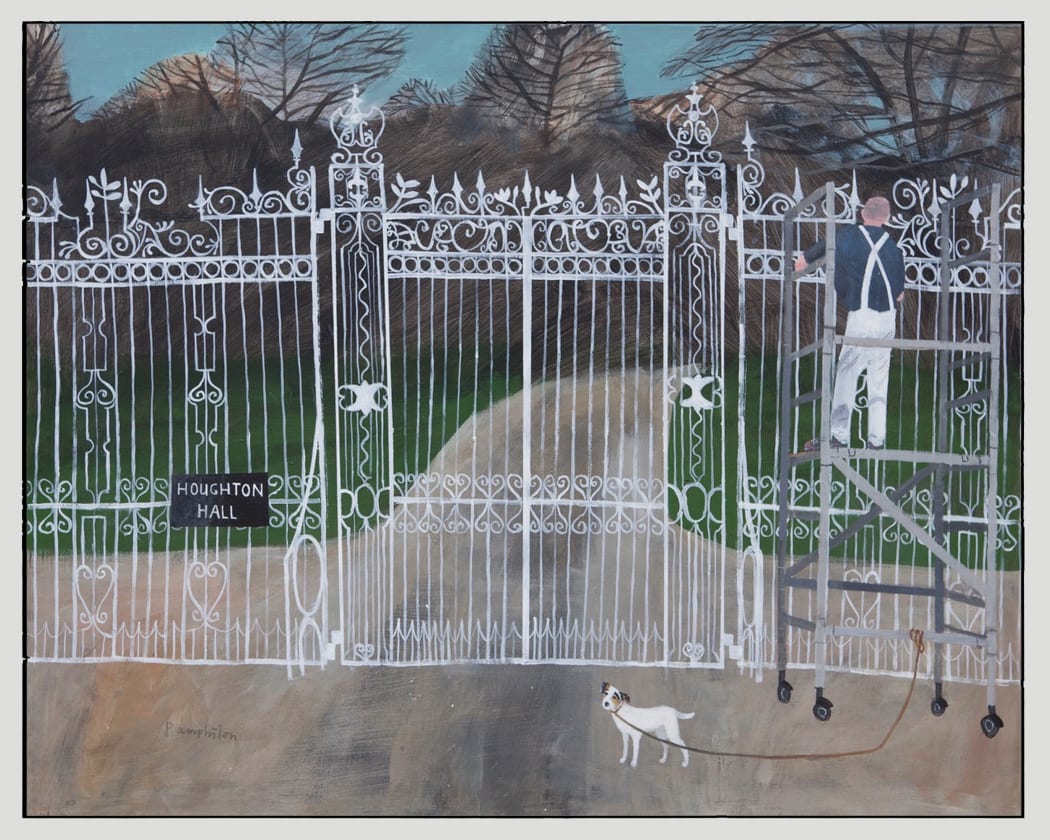 Painting the gates at Houghton Hall by Elaine Pamphilon ©2021