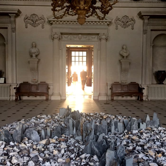 Richard Long's sculpture in the Stone Hall at Houghton Hal;l