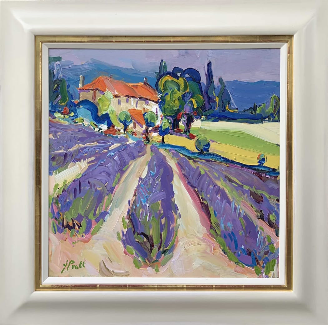 Jeffrey Pratt, Lavender Fields, Grignan, oil on board, 61 x 61 cms, £9,500