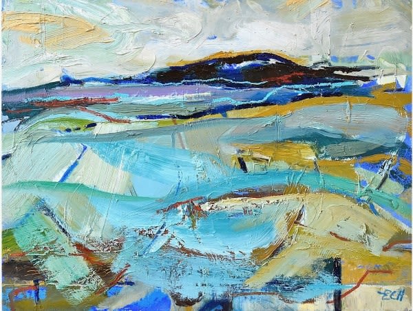 Blue Field, oil on board, 38 x 51 cms