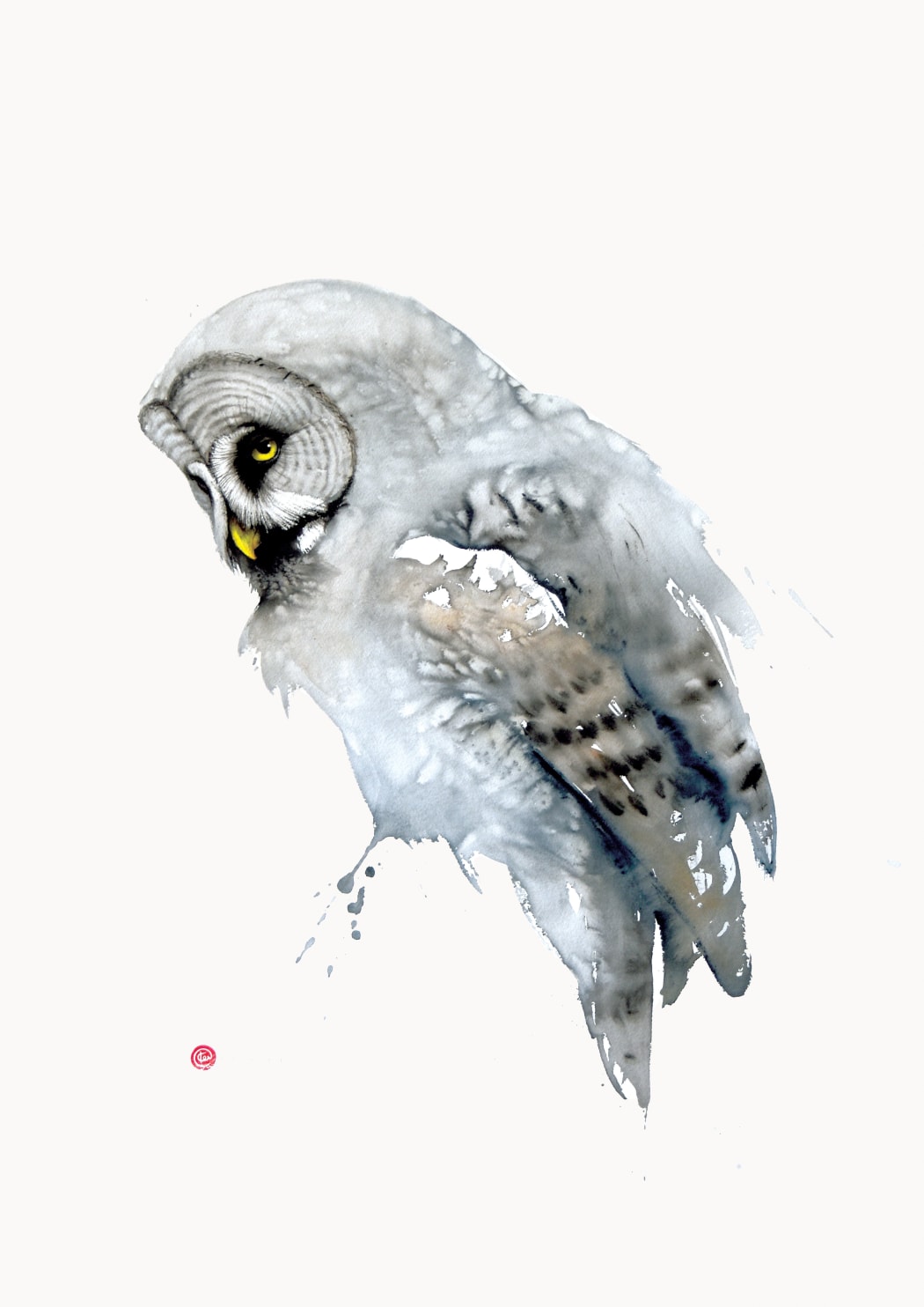 Karl Mårtens, Great Grey Owl, watercolour on Arches paper 640gsm paper, 105 x 75 cms