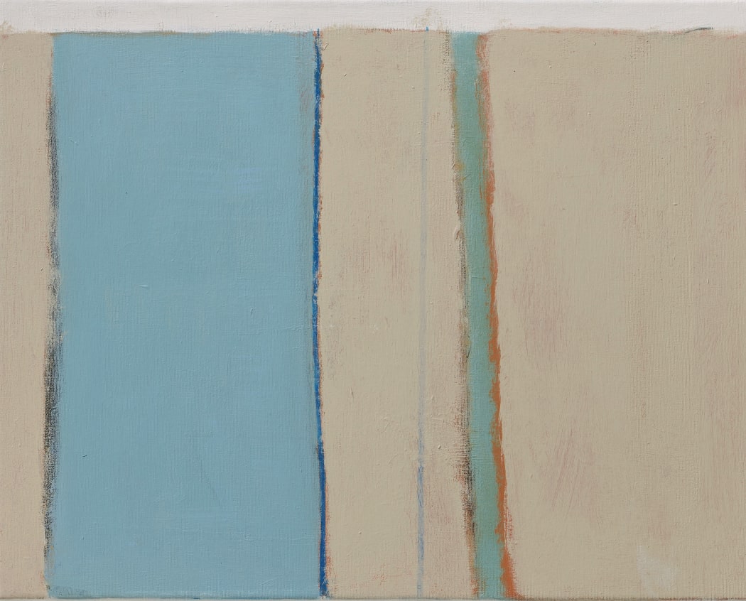 Jade Ribbon, mixed media on canvas, 40 x 50.5 cms