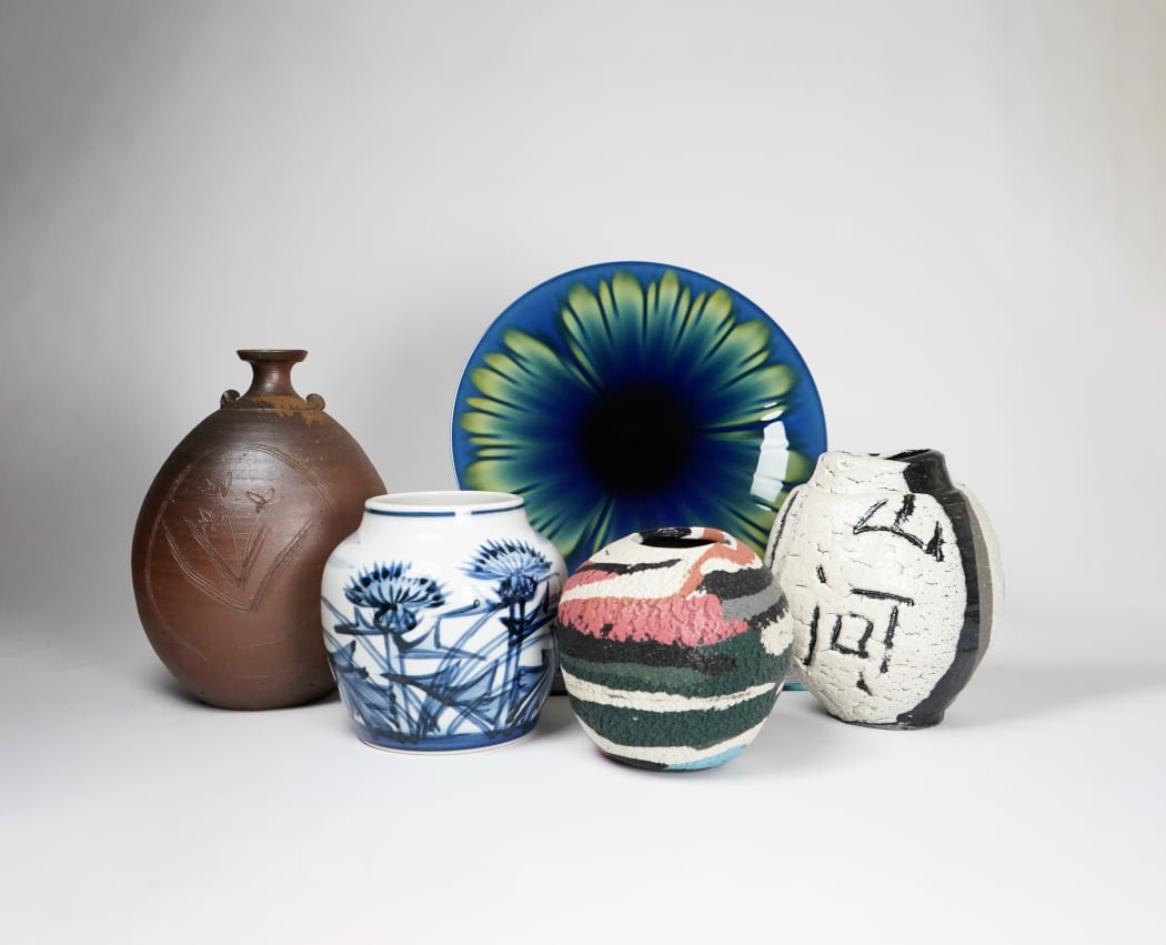 Group of works by ceramic Living National Treasures