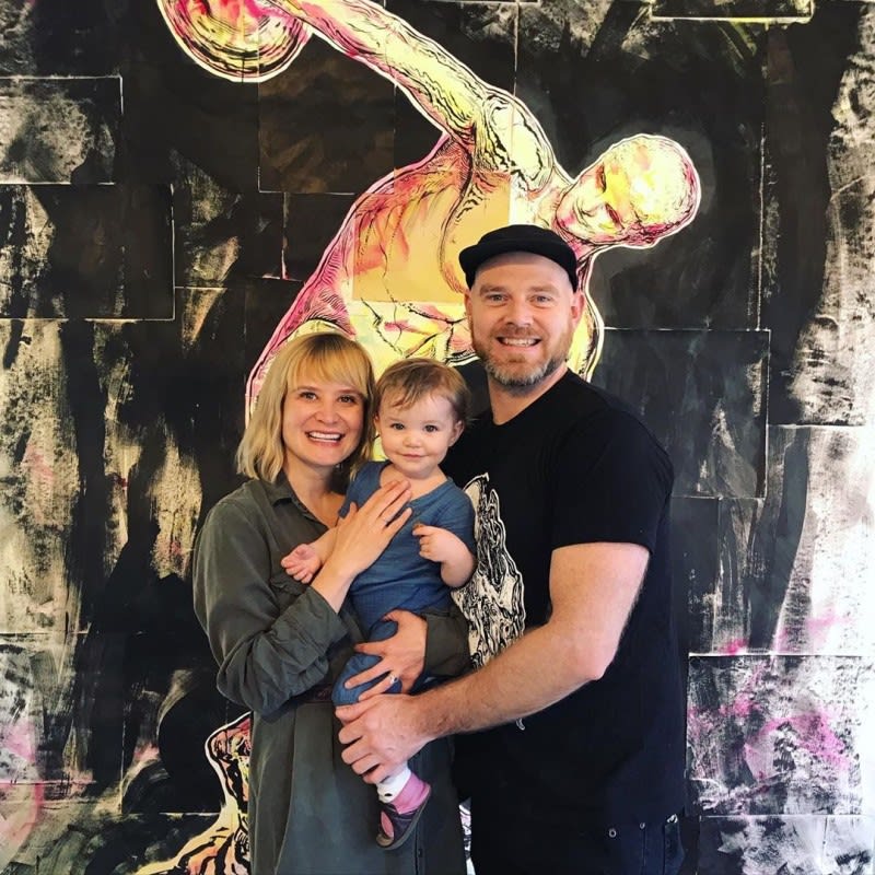 Artists Thais Mather and Todd Ryan White with their daughter, Ember