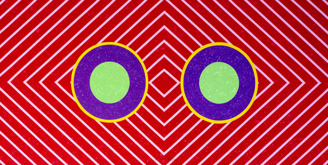 蕭勤，《宇宙脈動》，1964，布上壓克力，140 x 290 cm