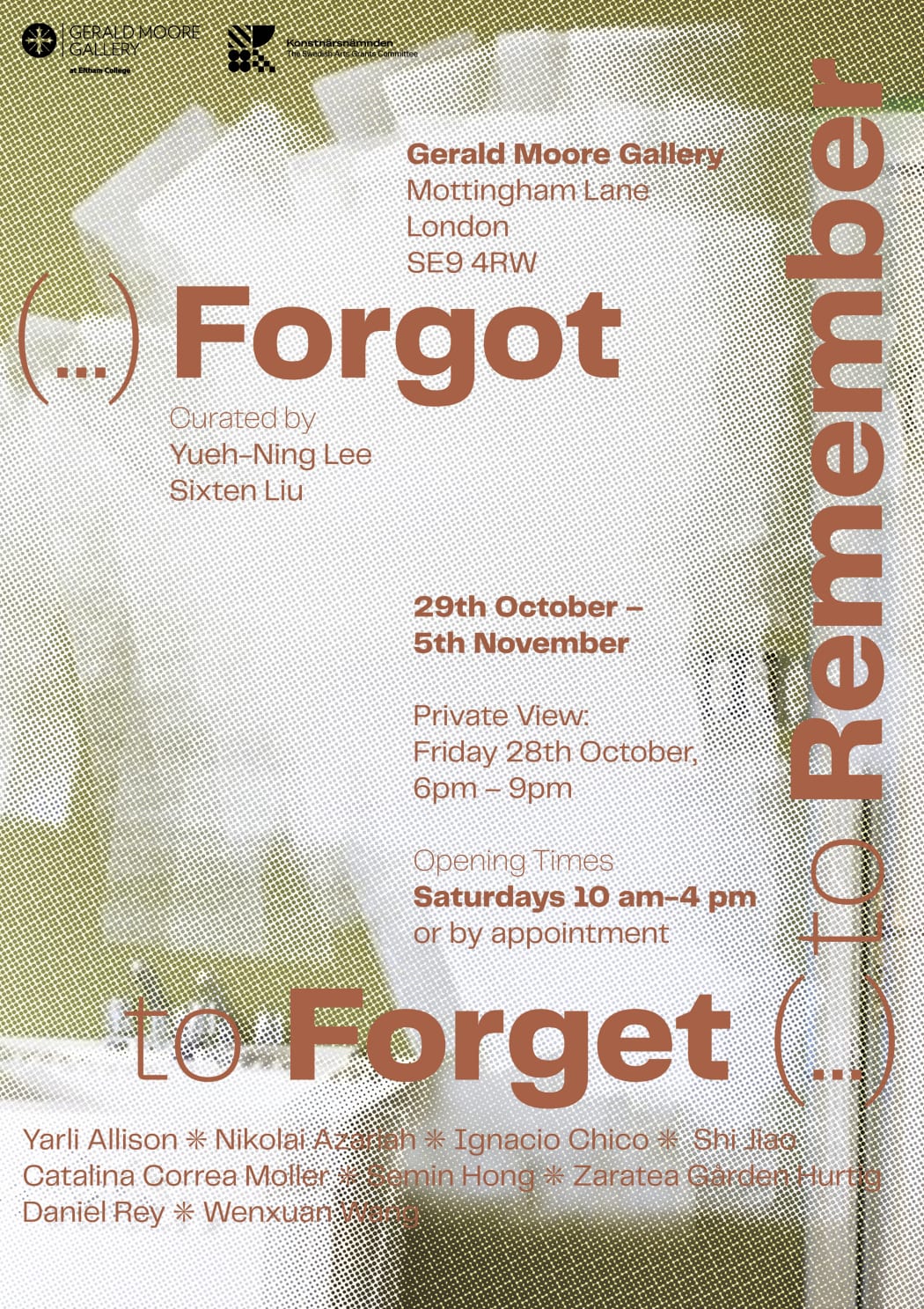 '(…) Forgot to Remember to Forget (…)' opens next week Friday 28th October 2022 from 5 - 8pm.