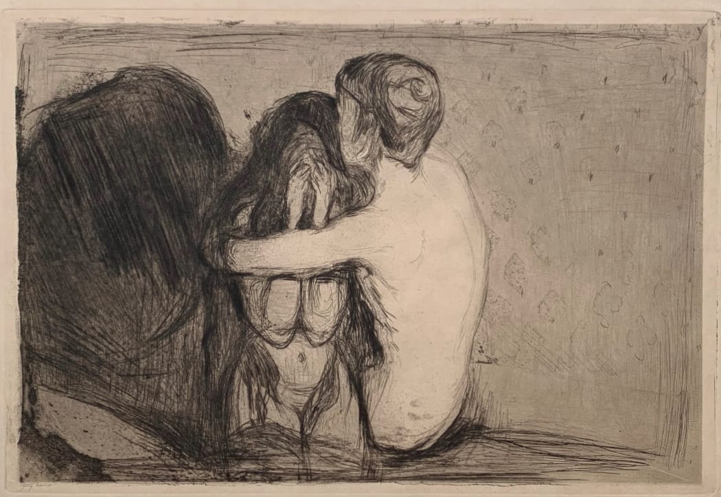 Trøst (Consolation) (Woll 6), 1894, drypoint, 8 1/2 x 12 1/2 inches