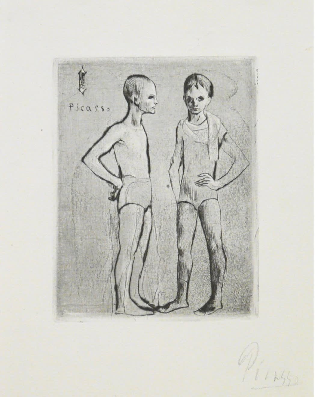 Pablo Picasso: Les Deux Saltimbanques (Bloch 5), 1905, drypoint, 8 3/8 x 5 1/2 inches