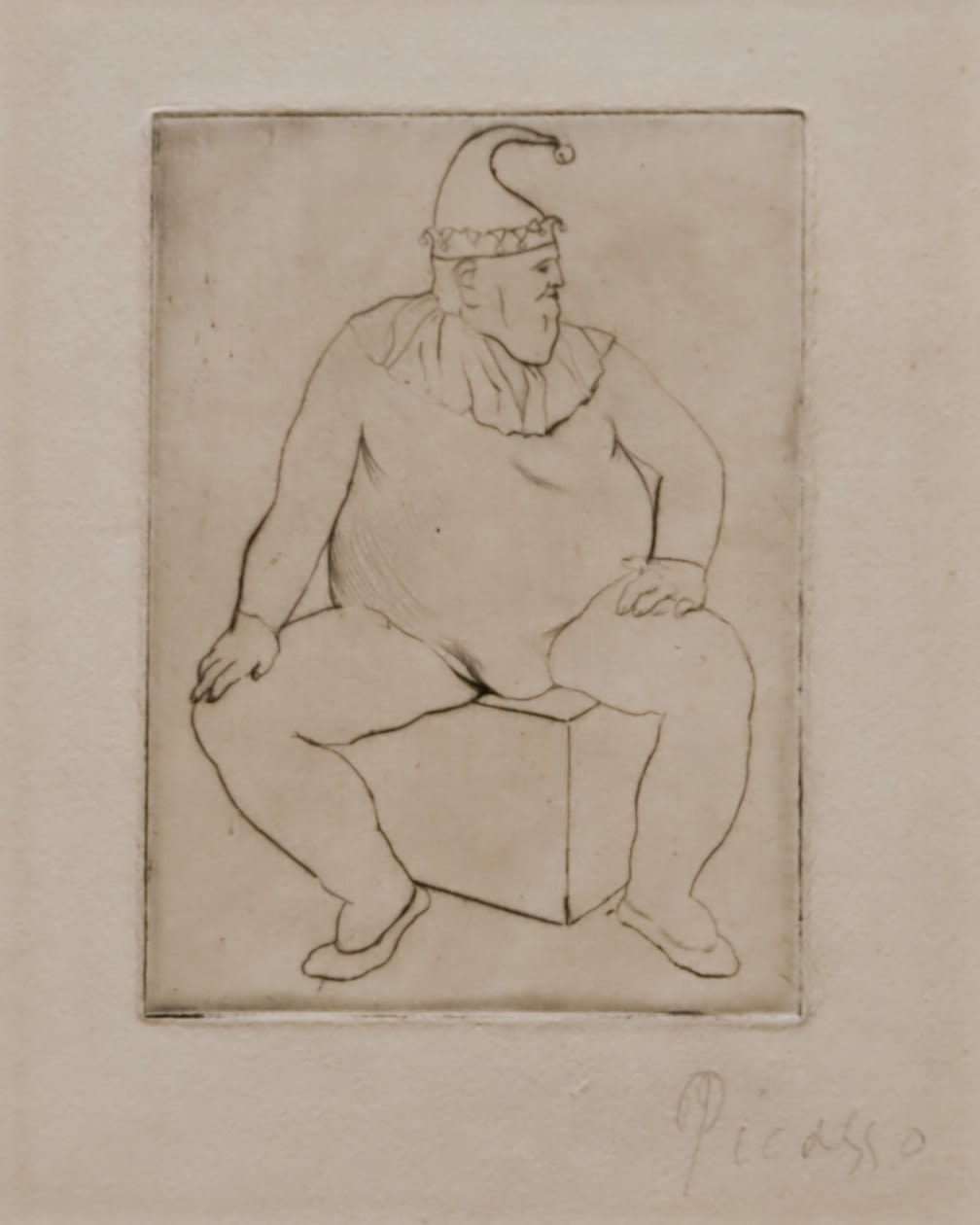 Le Saltimbanque au Repos (Bloch 10), 1905, drypoint, 4 3/4 x 3 7/16 inches