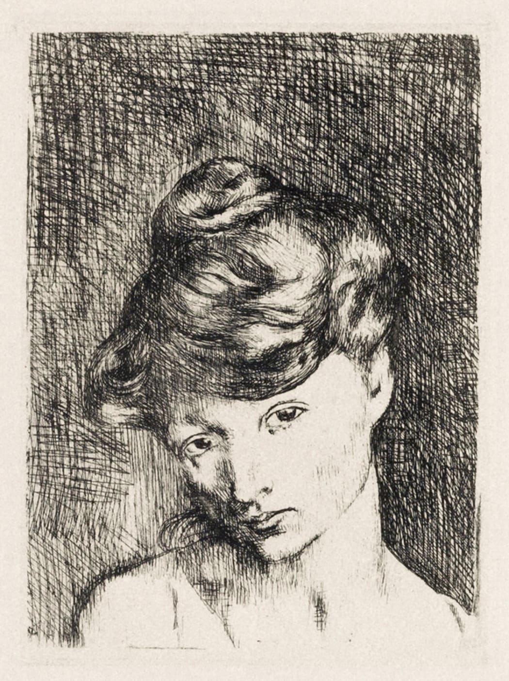 Tête de Femme: Madeleine (Bloch 2), 1905, etching, 4 3/4 x 3 1/2 inches