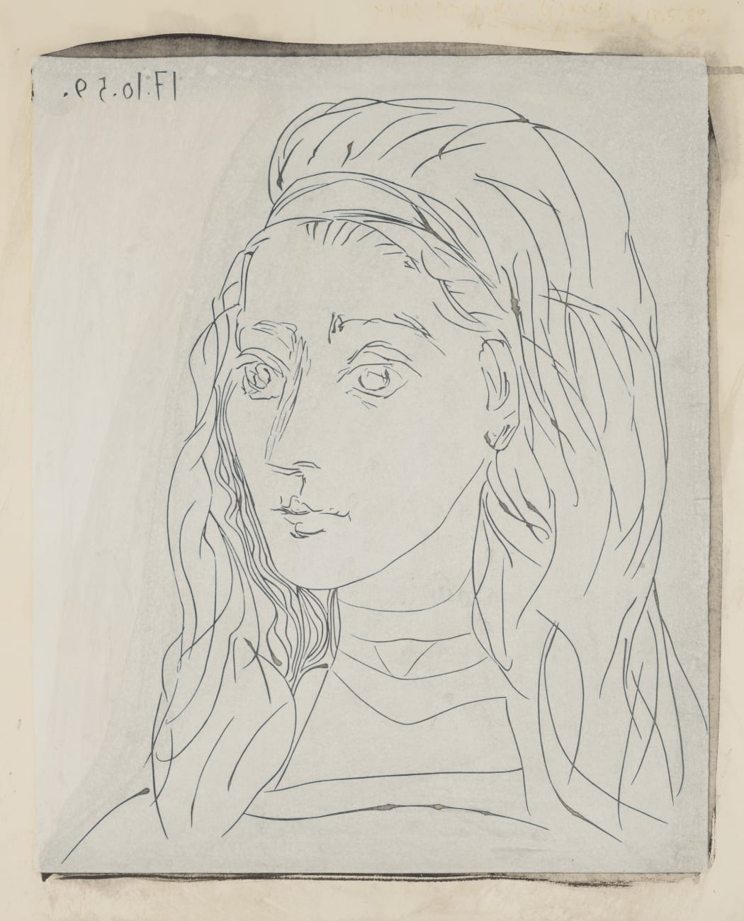 Portrait de Jacqueline (Ba1245), 1963, linocut, 29 3/4 x 24 3/8 inches