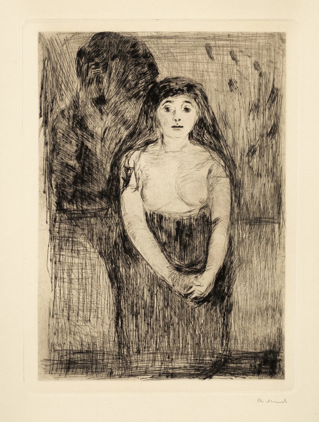 Modellstudie (Study of a Model) (Woll 8) (state II), 1894, drypoint, 11 x 8 1/4 inches