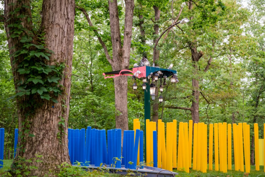 Jessica Stockholder Angled Tangled, 2014, Installed at Crystal Bridges Museum