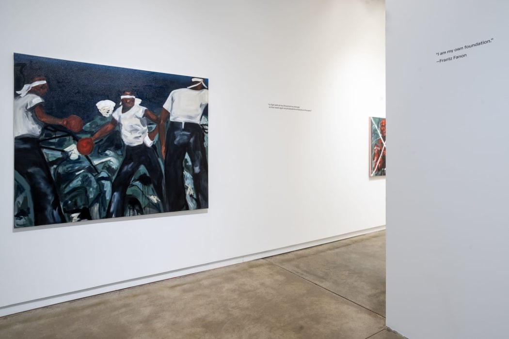 Installation view, Nikko Washington in <I>SKIN + MASKS</I>, curated by Vic Mensa, 2022. Kavi Gupta | Elizabeth St.