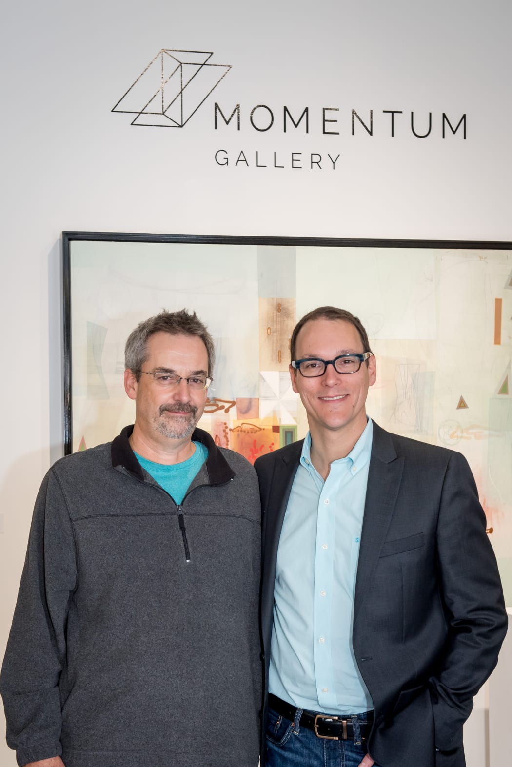 Painter Michael Barringer with Momentum Gallery Director Jordan Ahlers