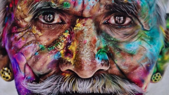 Indian Man by Jack Ede inspired by Steve McCurry's Holi Festival photography 