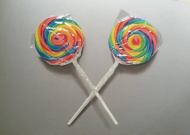 "Lollipops" - Mixed media on paper, 59 x 74cm