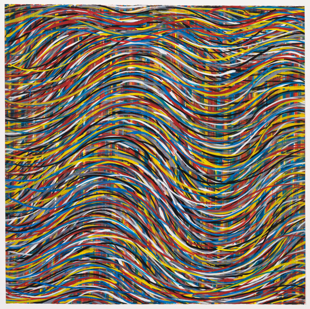Sol LeWitt. Wavy Brushstrokes, 1995. Gouache on paper, 60 7/16 × 60 1/2 in (153.5 × 153.7 cm). Image courtesy of the Whitney Museum of Art, New York.