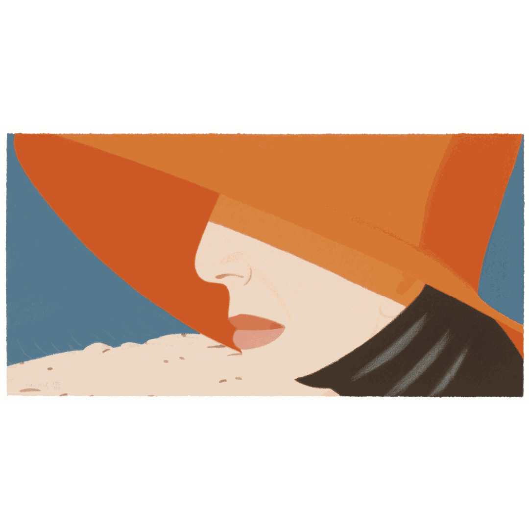 Alex Katz Orange Hat, 1990 Screenprint in colors 18h x 36w inches 34/150 For sale at VFA