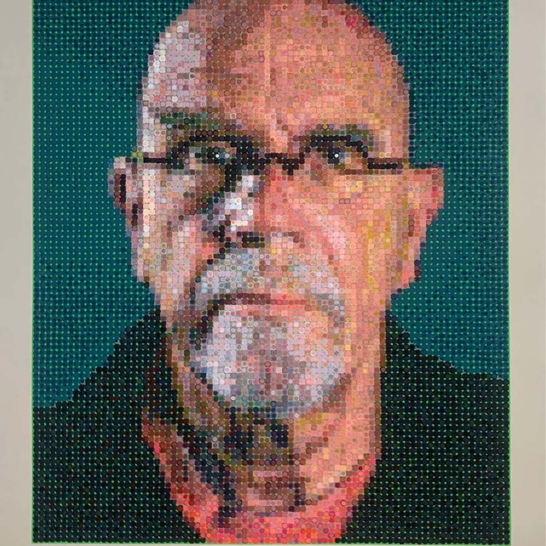 Chuck Close Self Portrait, 2016 Felt Hand Stamp 40 x 30 ins 101.6 x 76.2 cm For Sale at VFA