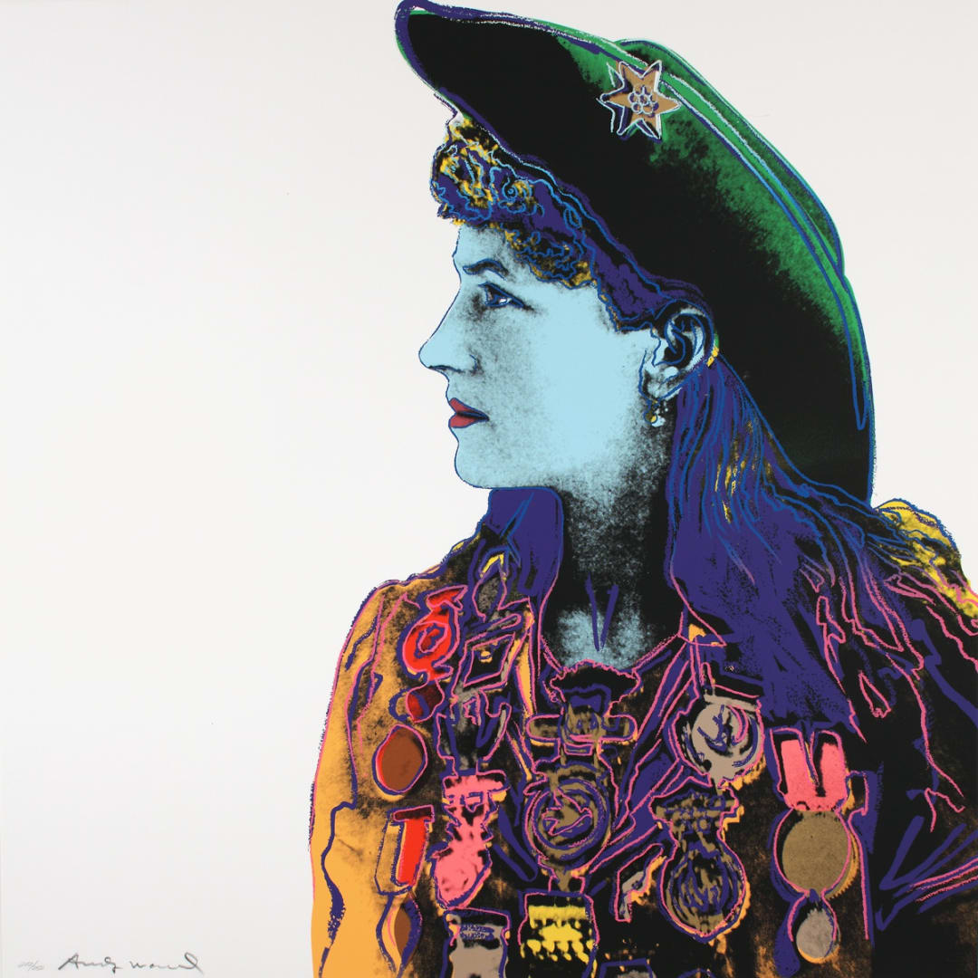 Andy Warhol ANNIE OAKLEY, from the Cowboys and Indians Series, 1986 Screenprint On Lennox Museum Board 36 x 36 ins 91.44 x 91.44 cm Available at VFA