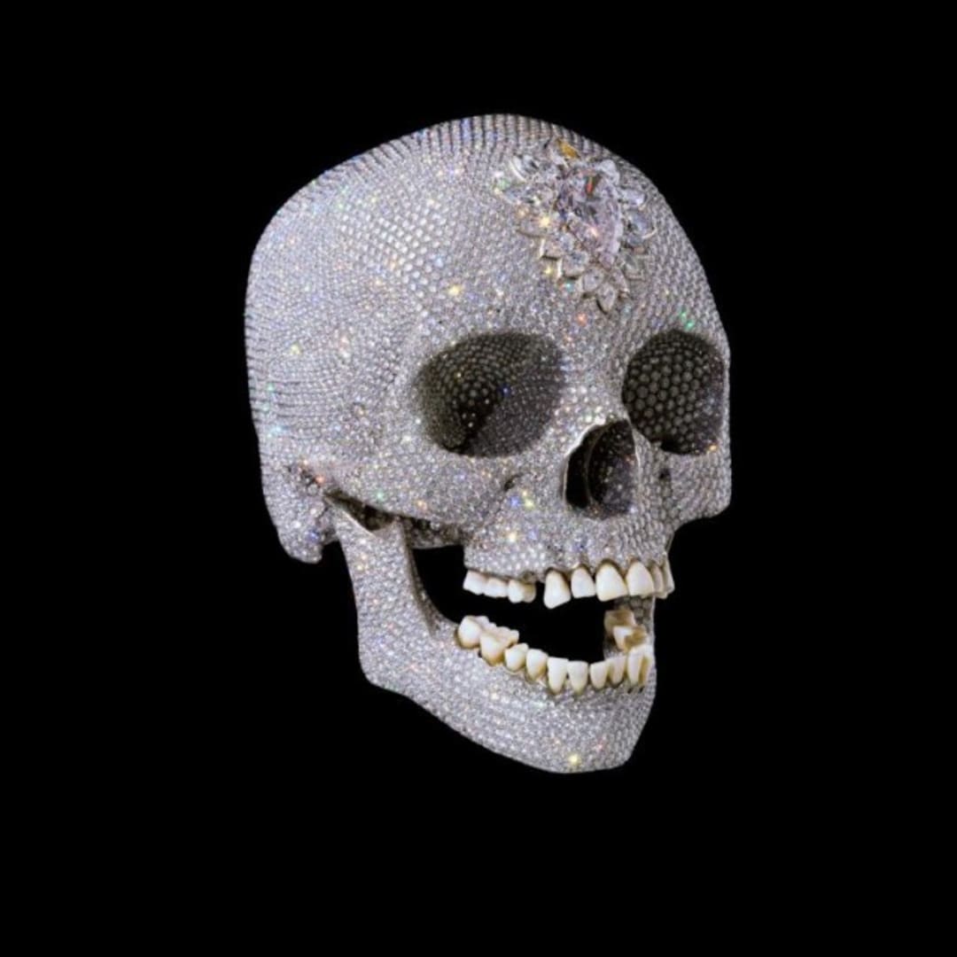 Damien Hirst For the Love of God, 2007, Platinum, diamonds and human teeth, 6.8 x 5 x 7.5 in