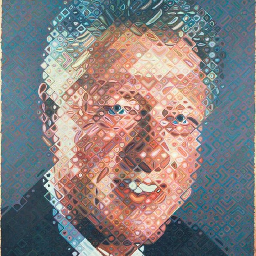 Chuck Close President Bill Clinton, 2006. Oil on canvas, 108-1/2″ x 84″ (275.6 cm x 213.4 cm).