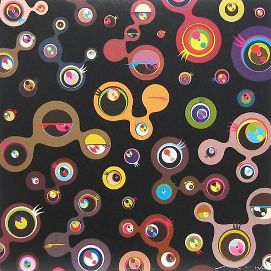 Takashi Murakami Jellyfish Eyes/Black, 2006 Offset Lithograph 19-1/2 x 19-1/2 inches Edition of 300 For sale at VFA