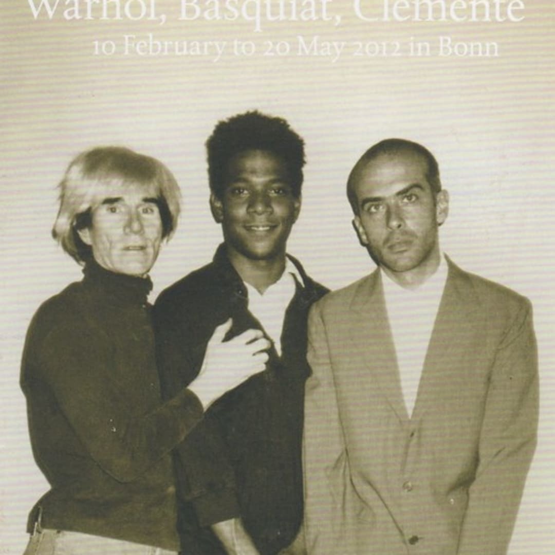 Ménage à trois - Warhol, Basquiat, Clemente. Leaflet of the exhibition in Bundeskunsthalle, Bonn" by Cea.