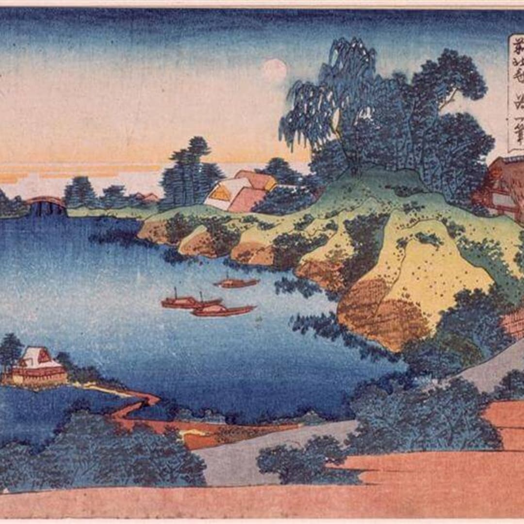 Katsushika Hokusai oonlight over the Sumida River in Edo Guimet Museum, Paris, France