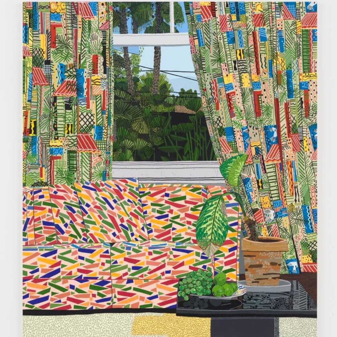 Jonas Wood Patterned Interior with Mar Vista View, 2020 Acrylic on canvas