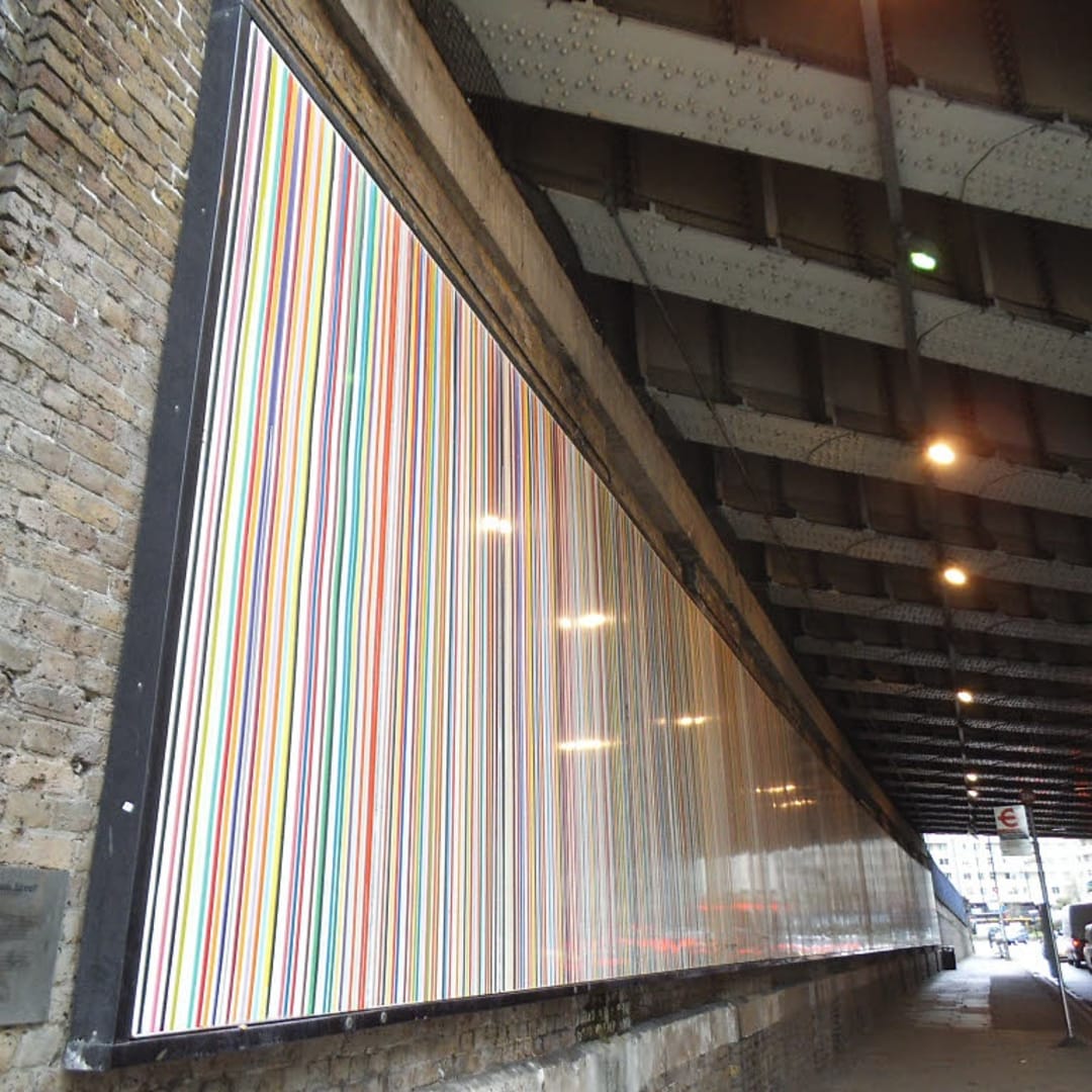 Poured Lines by Ian Davenport, Southwark Street, London SE1; Photo by Stephen Craven licensed for reuse under the Creative Commons Attribution-ShareAlike 2.0 license.