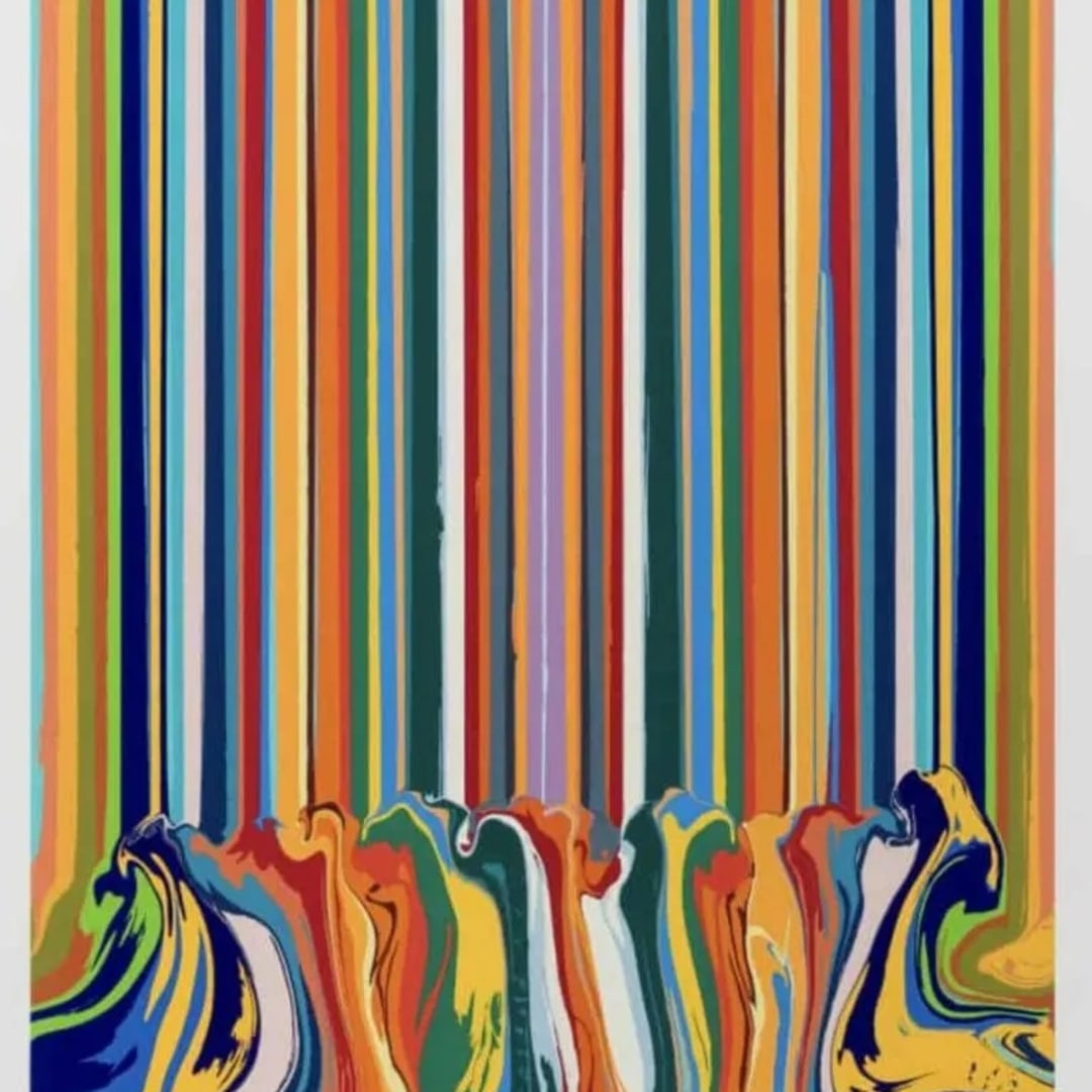 Available at VFA: Ian Davenport Mirrored Enamel, 2022 Gloss Enamel Screenprint In 39 Colors On Somerset Tub Signed Satin 600 Gsm Paper 41.6 X 33.25 Edition Of 40
