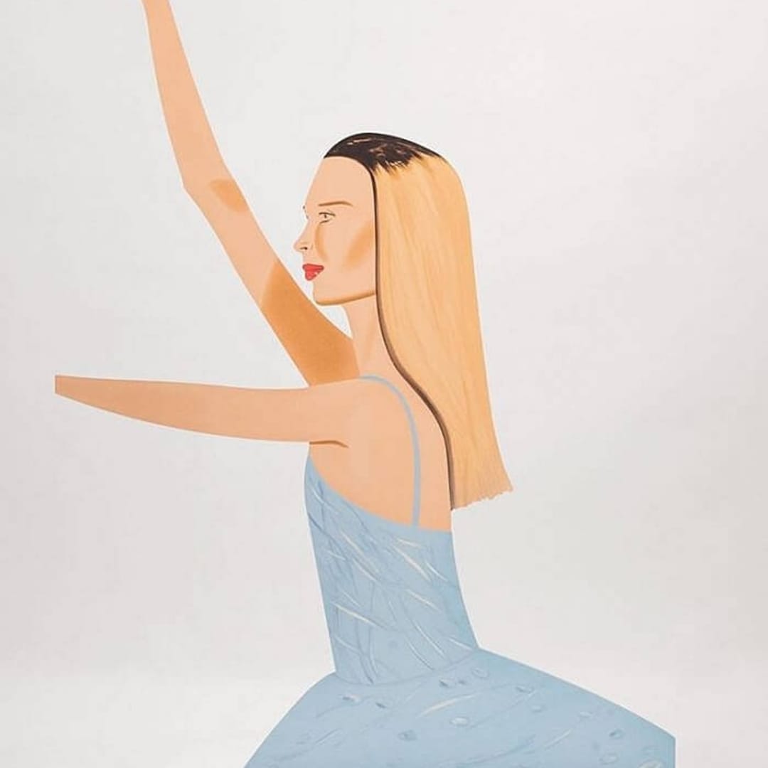 Alex Katz Dancer 2, 2020 Cutout from shaped powder-coated aluminum, printed the same on each side with UV cured archival inks, clear coated and mounted to aluminum base 21w x 3d inches 60 For sale at VFA