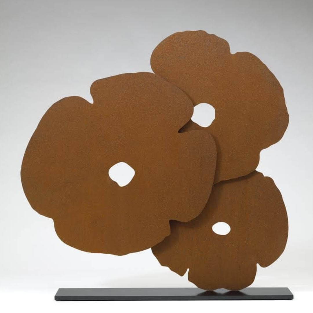 Donald Sultan Cor-Ten Poppies, 2015 Cor-Ten Steel 36h X 36w inches Edition of 12 For sale at VFA