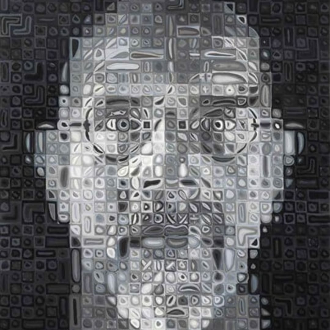 Chuck Close Self Portrait, 1995 Screenprint in colors on Somerset 64.5X 54 inches Edition of 50 For sale at VFA