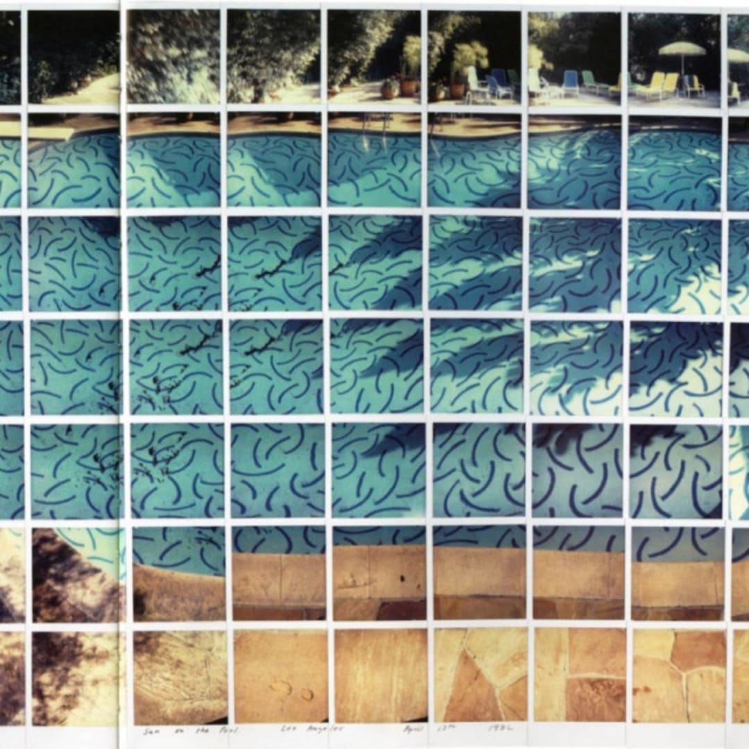 David Hockney Sun On The Pool Los Angeles, April 13th 1982 composite polaroid, 34 3/4 x 36 1/4 in.