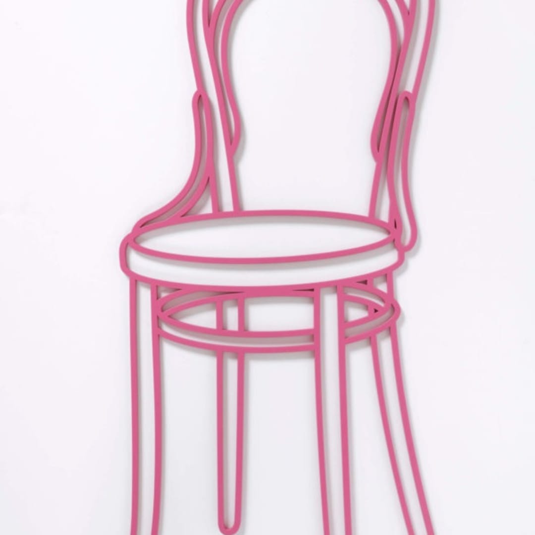 Michael Craig-Martin Thonet Chair, 2019 Polished Steel Relief with Spray Paint 27.56h x 0.02w x 12.20d in 70h x 0.05w x 31d cm 15 For sale at VFA