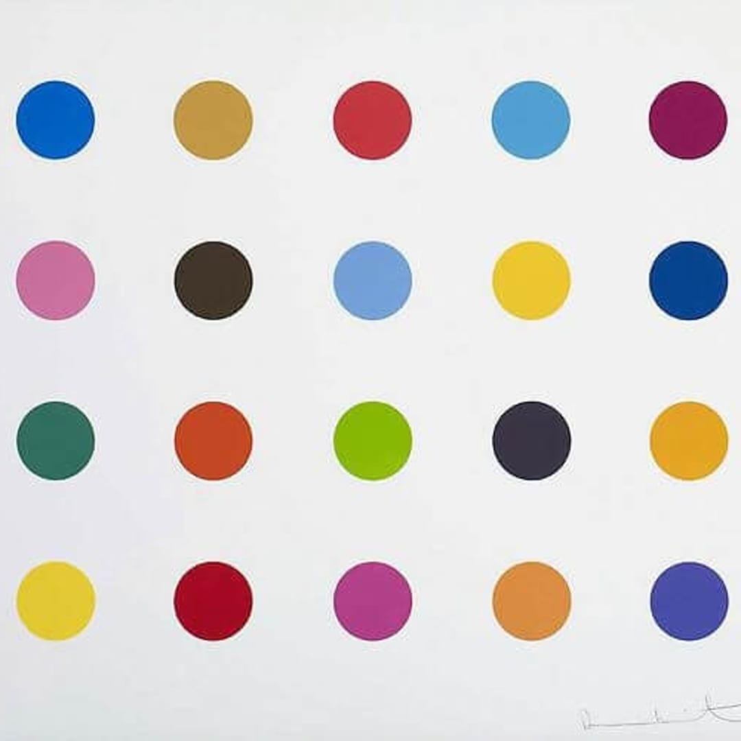 Damien Hirst Esculetin, 2012 2-inch woodcut spot Edition of 55 18.5 X 22 in.
