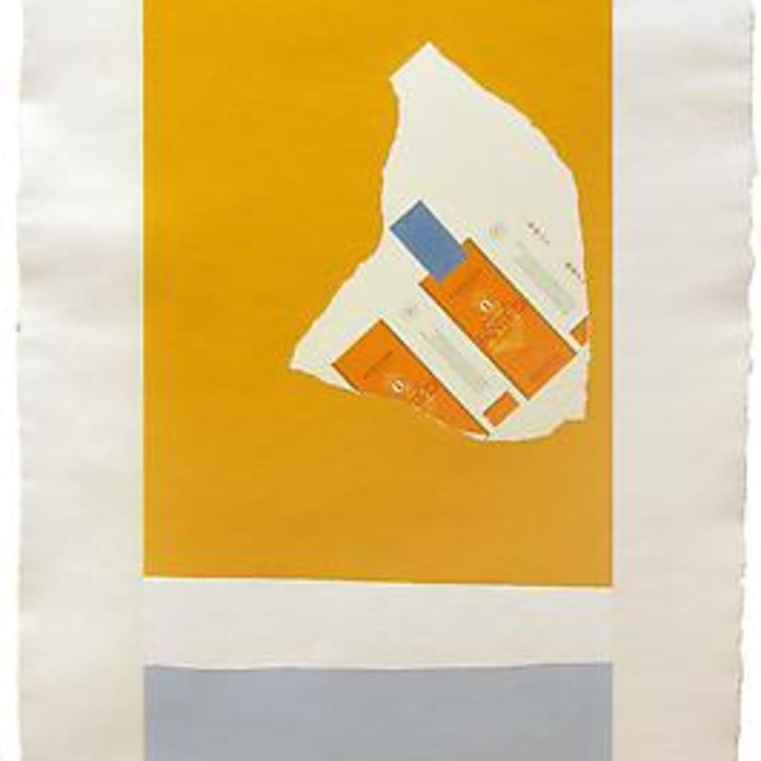 Robert Motherwell Harvest with Two White Stripes, 1973 Lithograph with Collage 36 X 18 inches Edition of 55 For sale at VFA