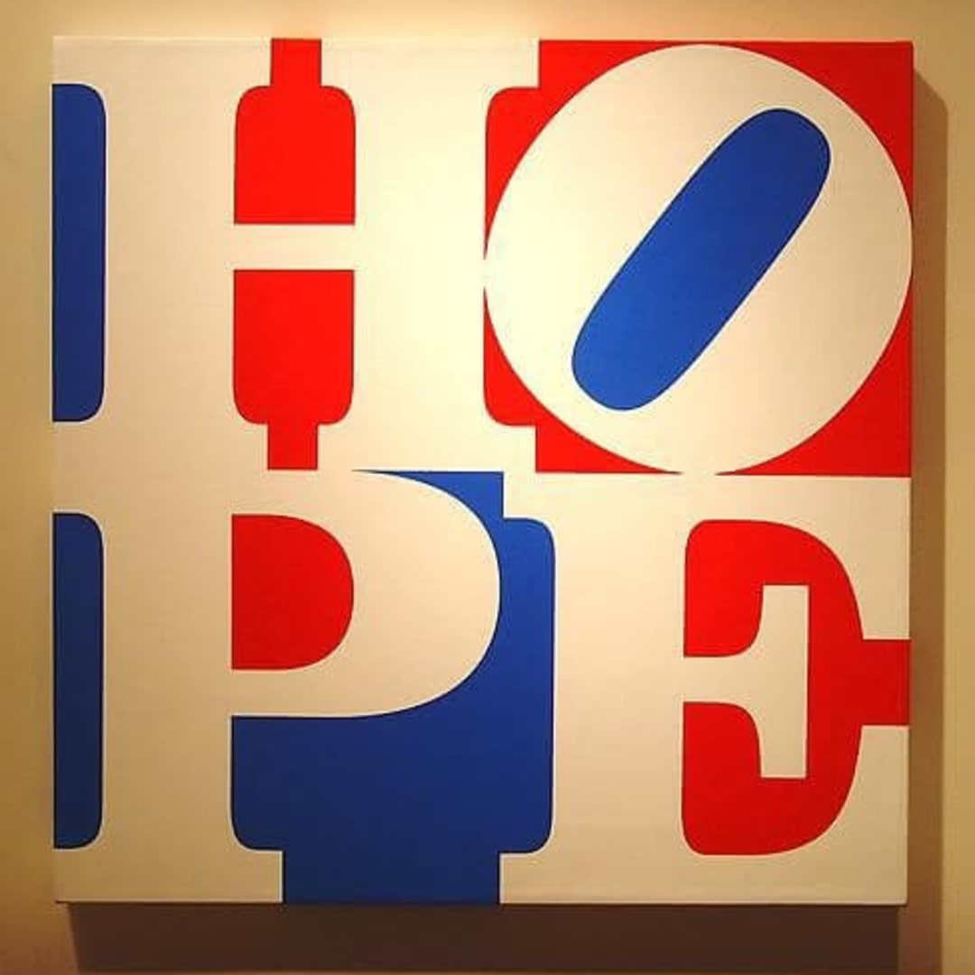 Robert Indiana HOPE W/R/B, 2008 Silkscreen On Canvas 24 X 24 inches For Sale at VFA