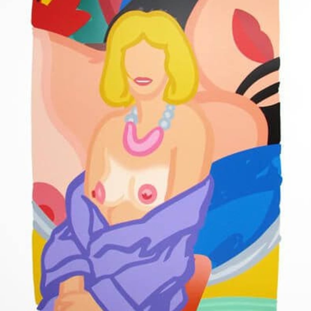 Tom Wesselmann Claire Seated with Robe Half-Off, 1993 Screenprint 61h X 48w inches Edition of 90 For sale at VFA