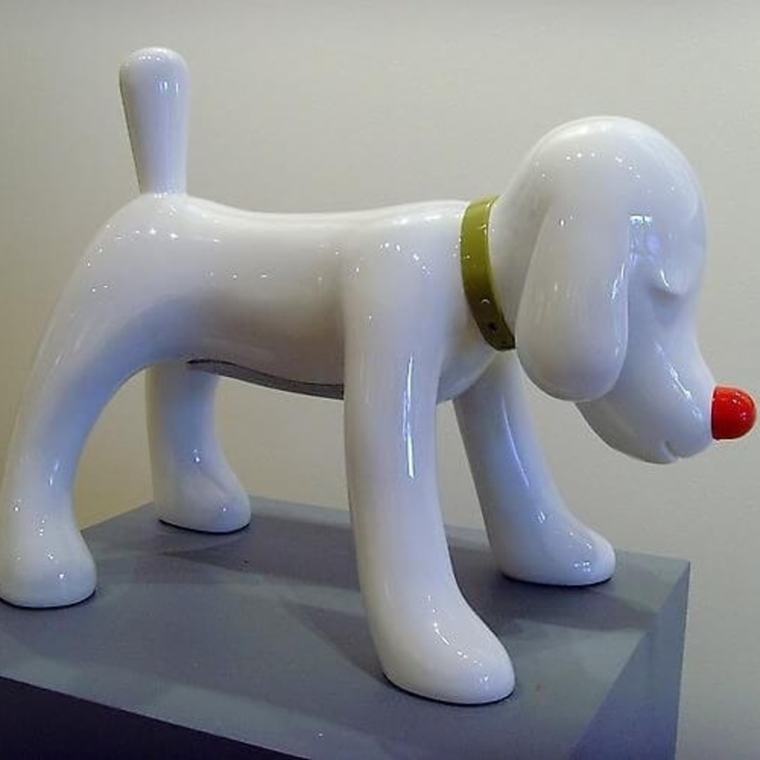 Yoshitomo Nara Doggy Radio, 2011 Polymer Plastic Sculpture/Radio-Touch Sensitive Volume, Nose Tuner Dial Bluetooth/USB, Yamaha Lab Speaker System 13H X 17W X 8.5D inches Edition of 3000 For sale at VFA